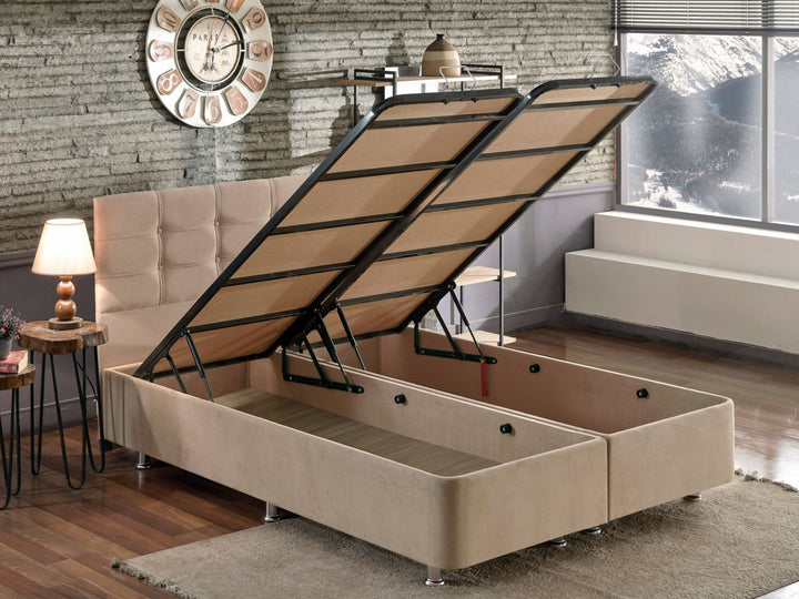Base de lit double et tête de lit Ela Double - Light Brown (180 x 200)