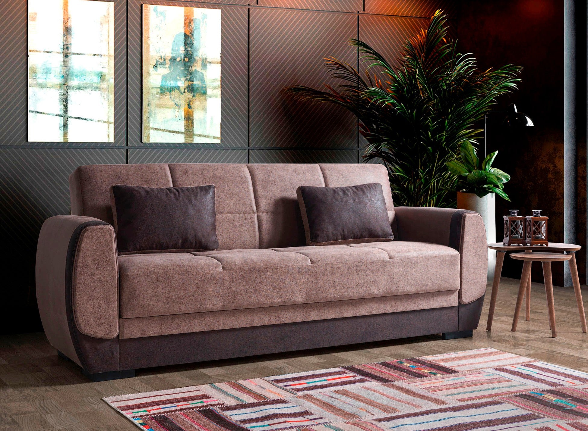 Bade canapé lit clic-clac 3 places avec coffre de rangement