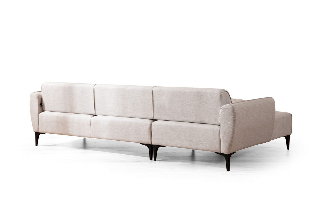 Canapé d'angle à gauche convertible avec 2 coussins Torga Tissu Blanc crème