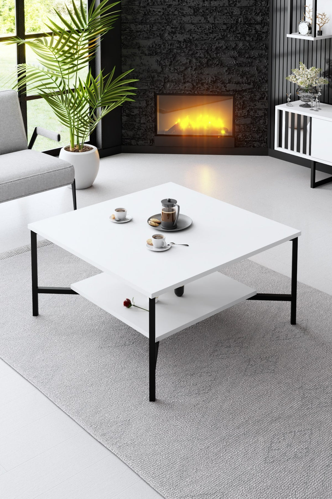 Ensemble de meubles de salon Chrome Line Set - White, Black