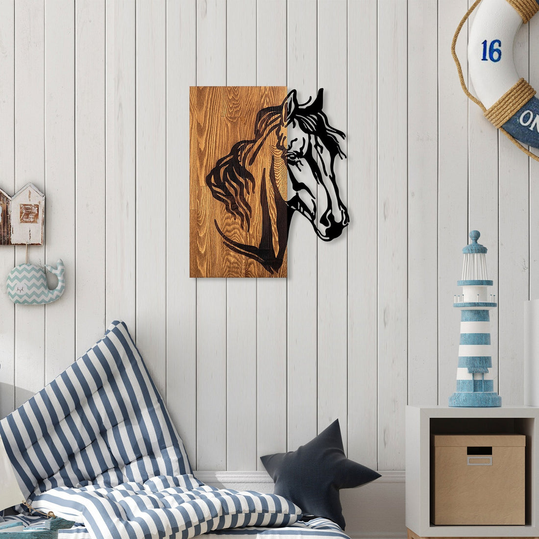 Accessoire mural en bois décoratif Horse 1