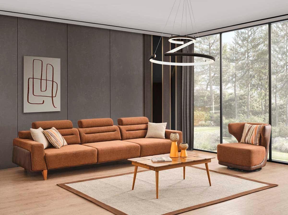 Oslo Ensemble de canapé crème couleur brique