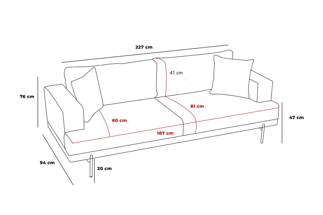 Canapé à 3 places Liva - Anthracite