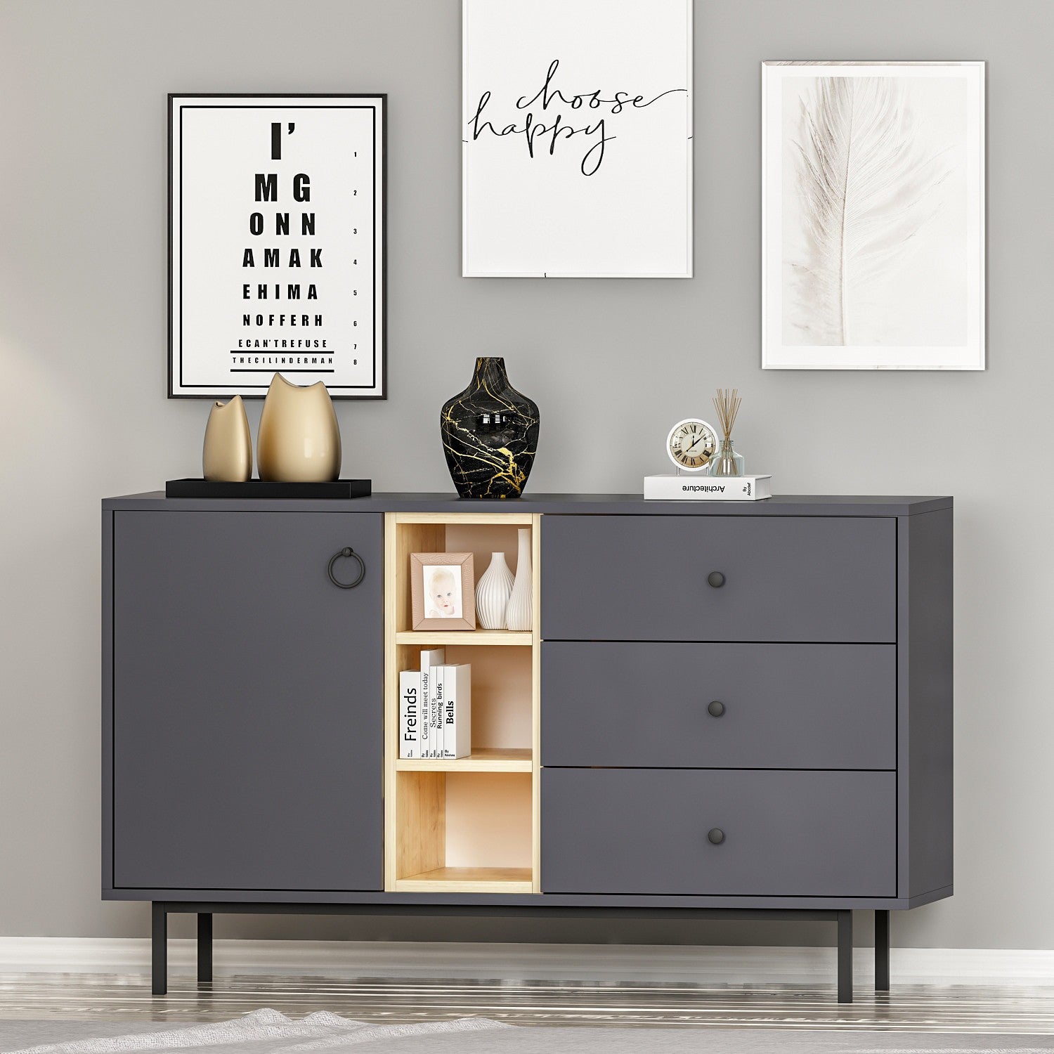 Console Naturel - Anthracite