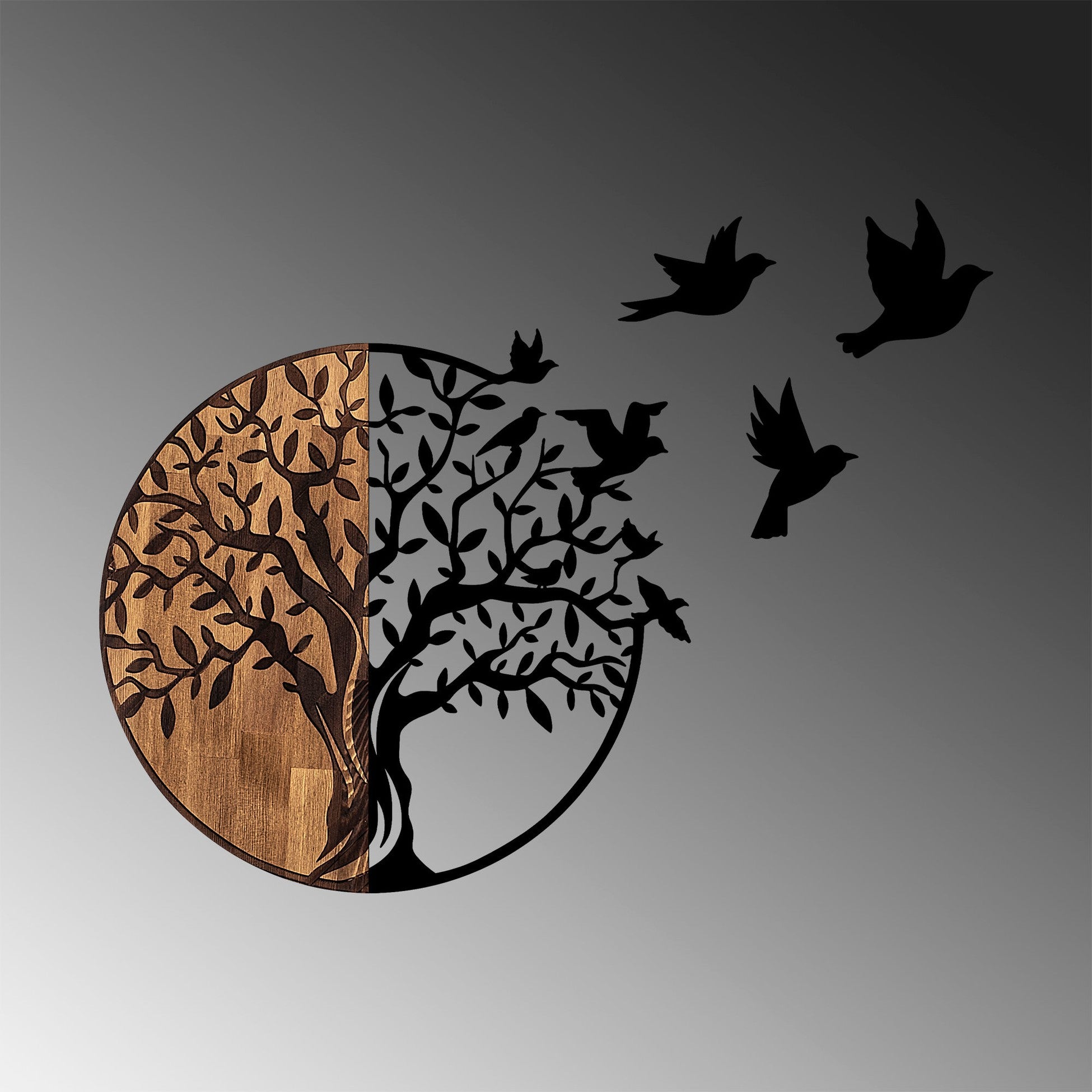 Accessoire mural en bois décoratif Tree And Birds - 322