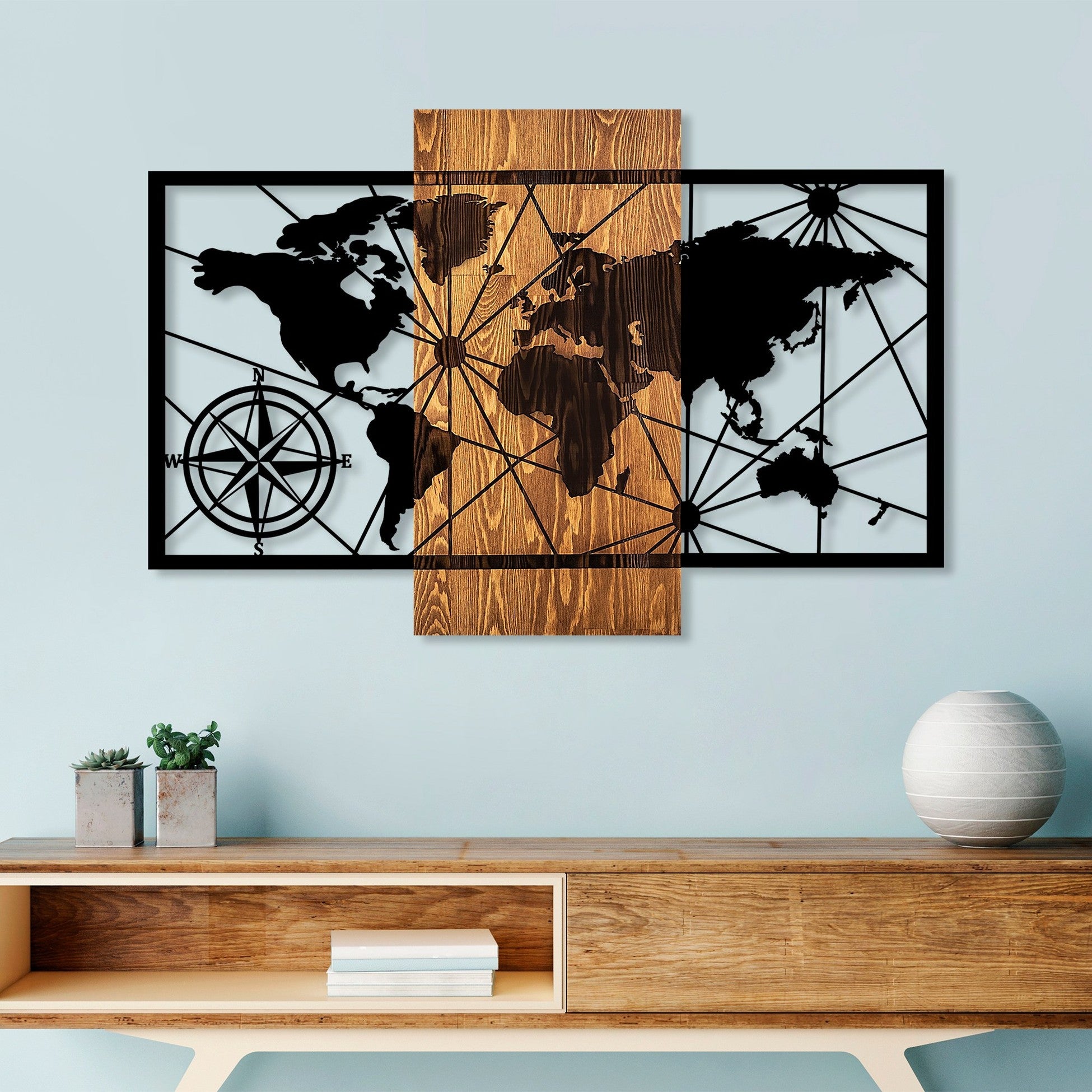 Accessoire mural en bois décoratif World Map 3-M