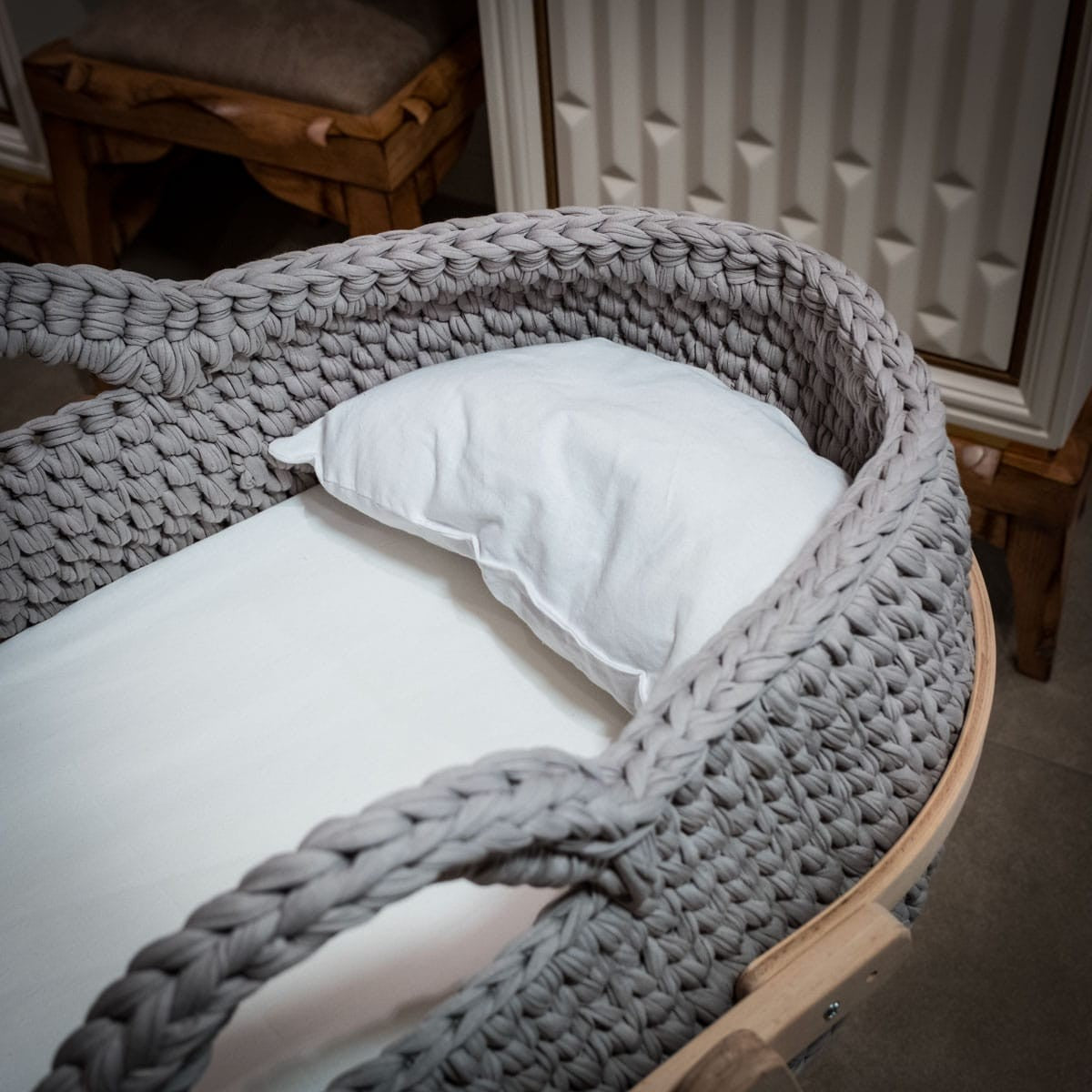 Couffin Bébé Avec Support Bois & Matelas