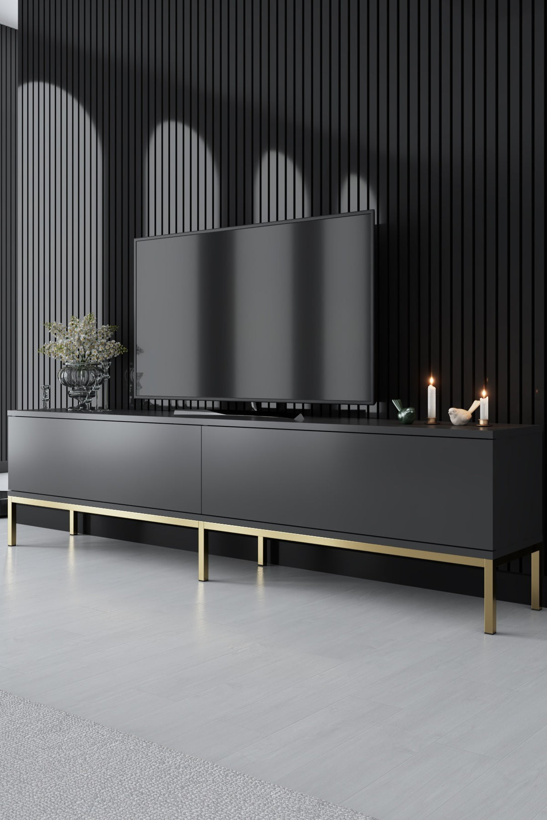 Meuble TV Lord - Anthracite, Gold