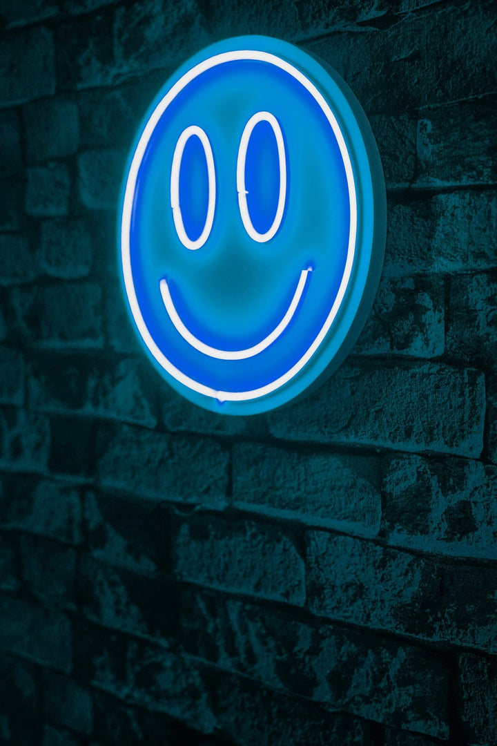 Éclairage LED en plastique décoratif Smiley - Blue