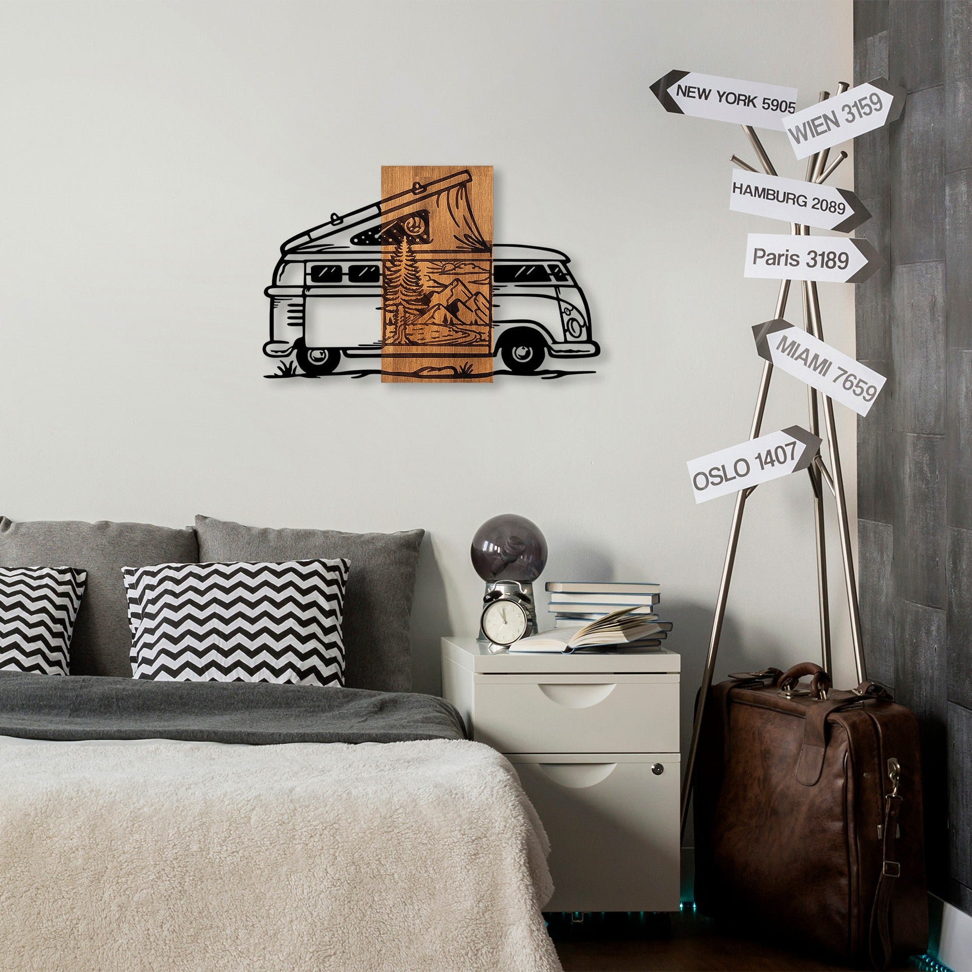 Accessoire mural en bois décoratif Caravan Holiday - 379