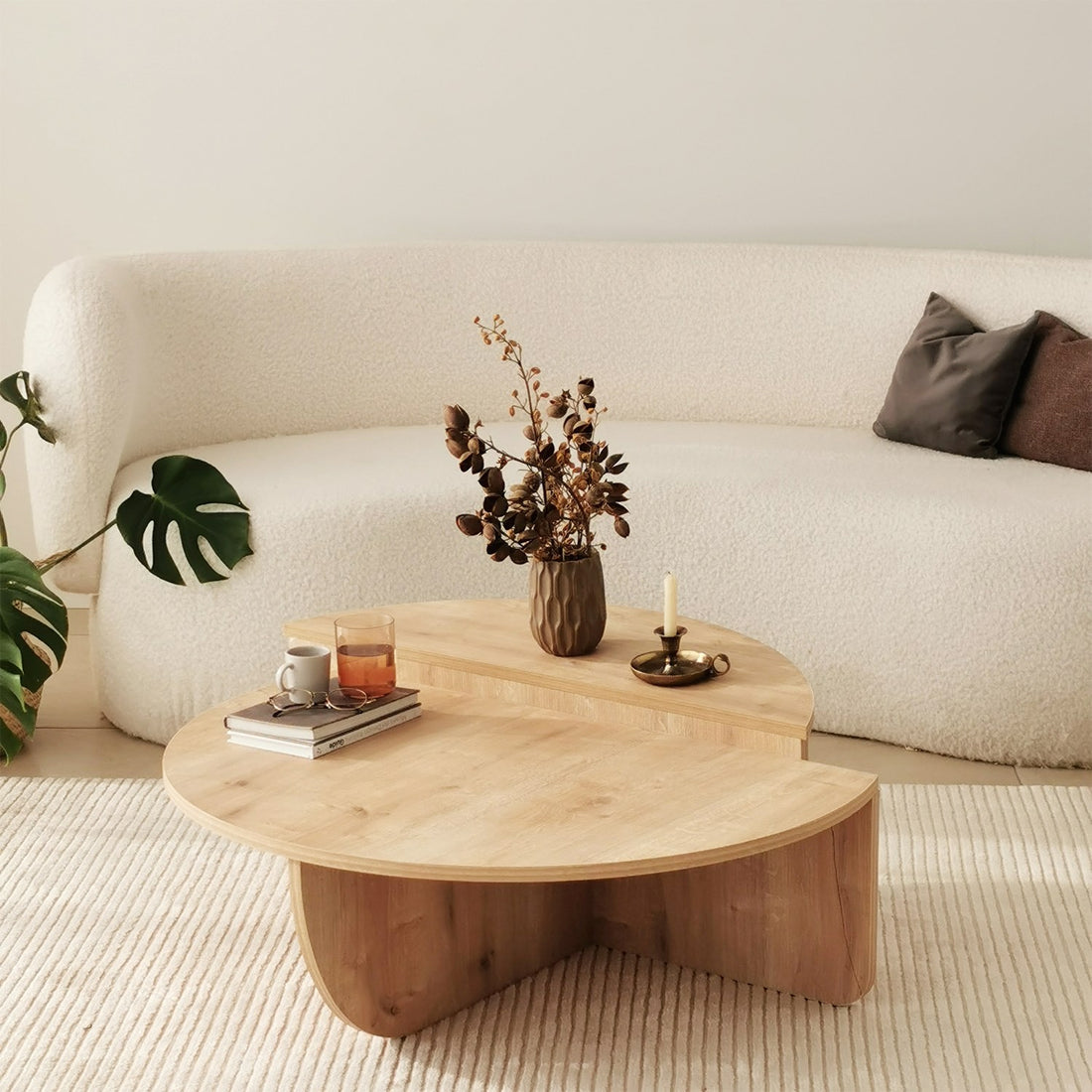 Set de 2 tables basses design Oatglow Chêne clair