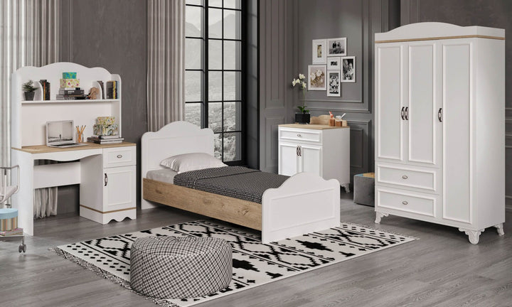 Ensemble de meubles de chambre pour enfants Alessa - Oak, White