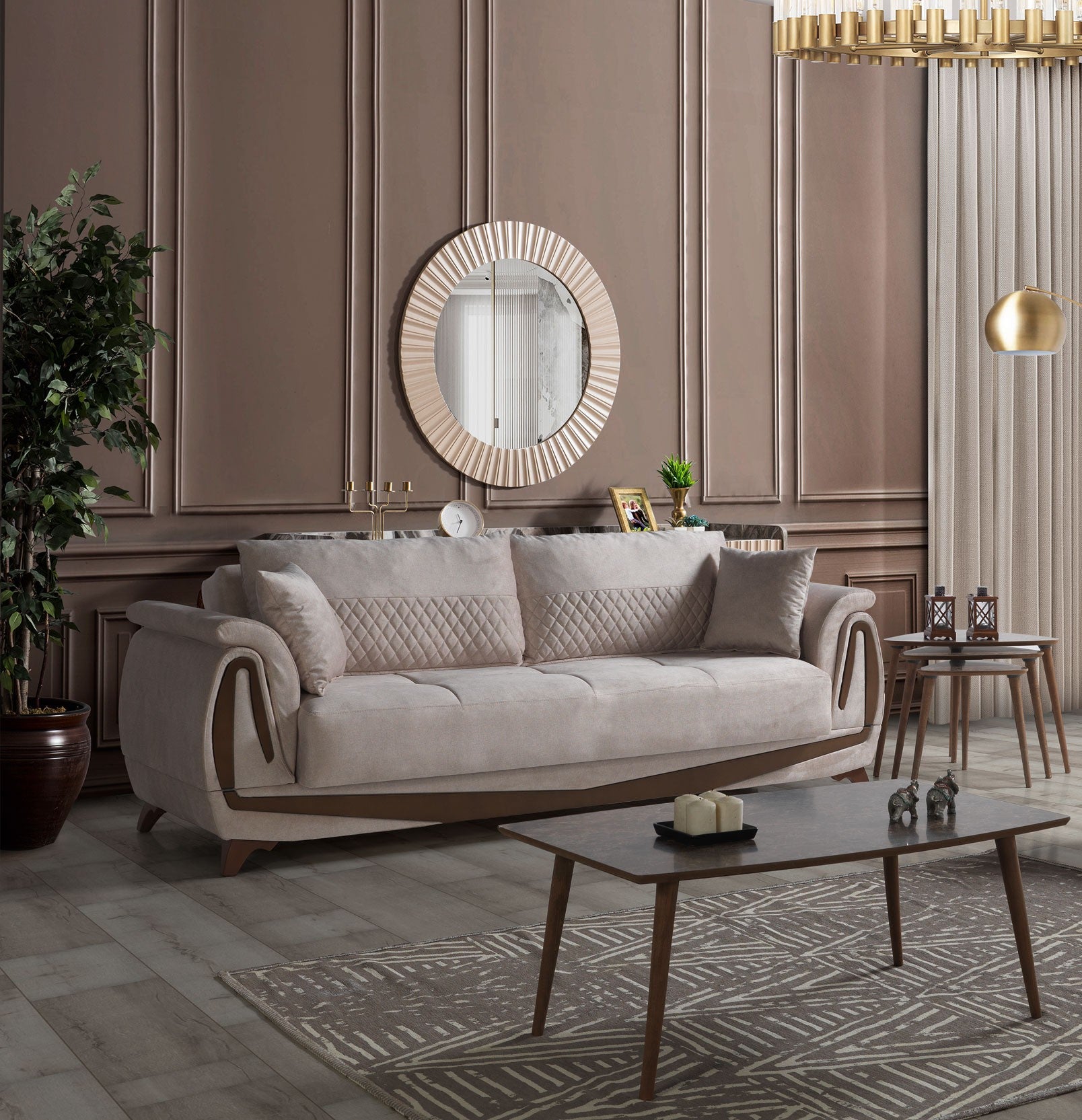 Oscar canapé lit clic-clac 3 places avec coffre de rangement