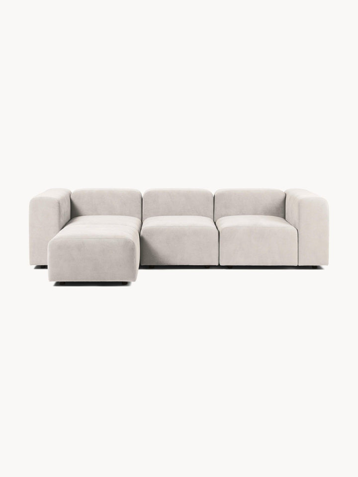 Canapé modulable 4 places en tissu avec pouf Pietro