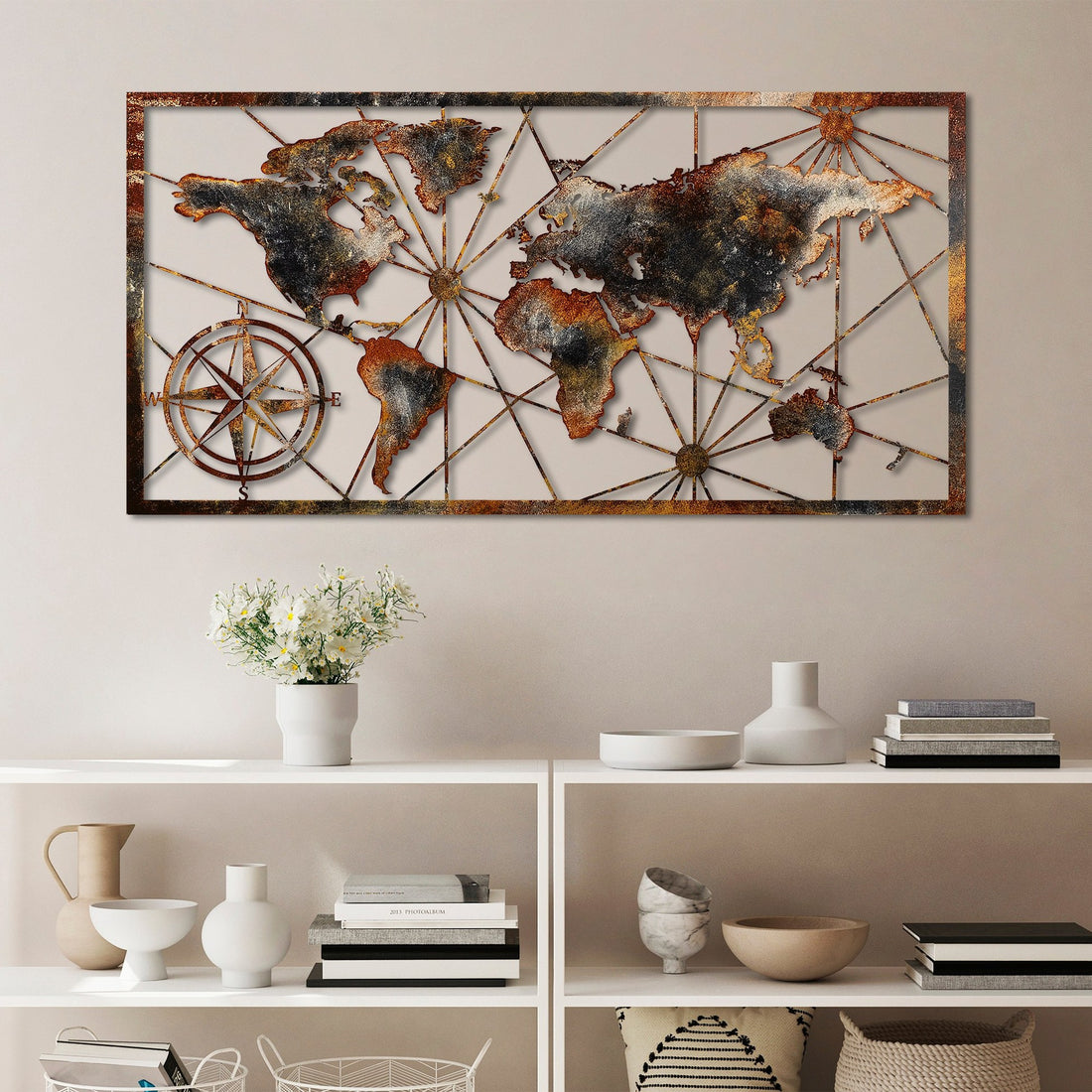 Accessoire mural en métal décoratif World Map Large - 3