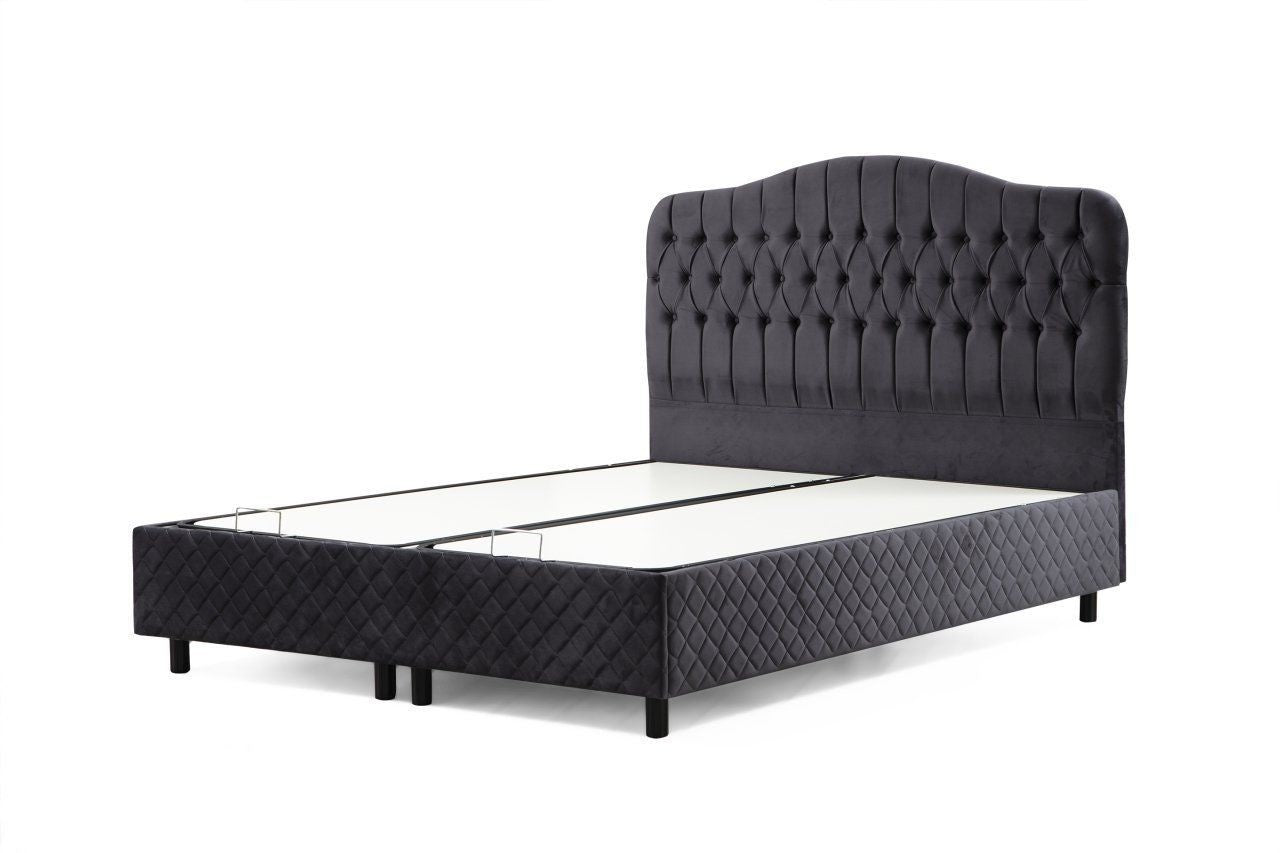 Base de lit double et tête de lit Vassi 150 x 200 - Anthracite