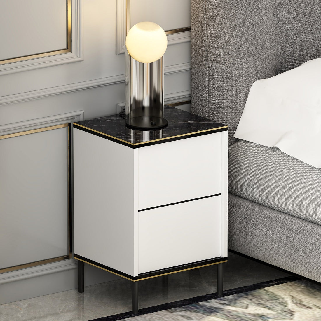 La table de nuit Imaj - White, Marble