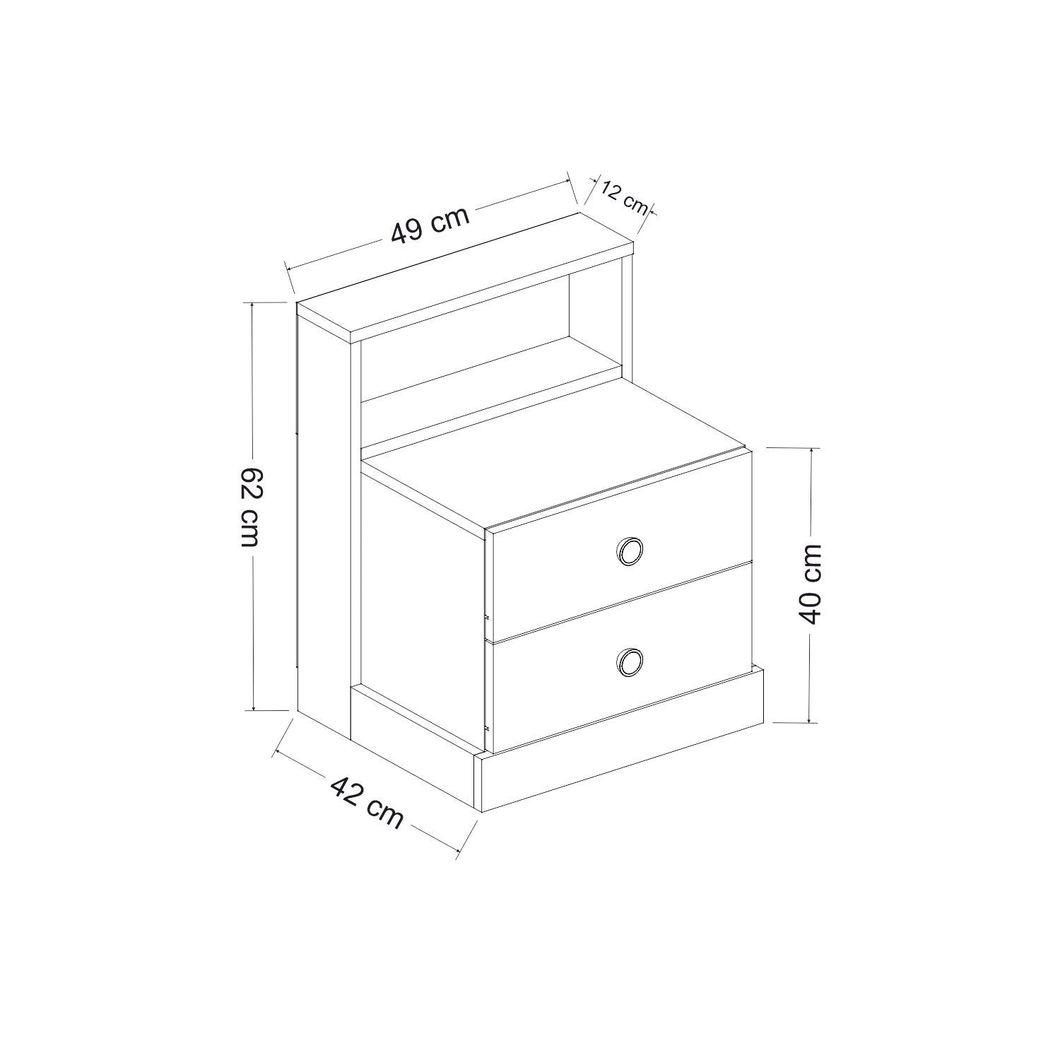 La table de nuit Life - White, Anthracite