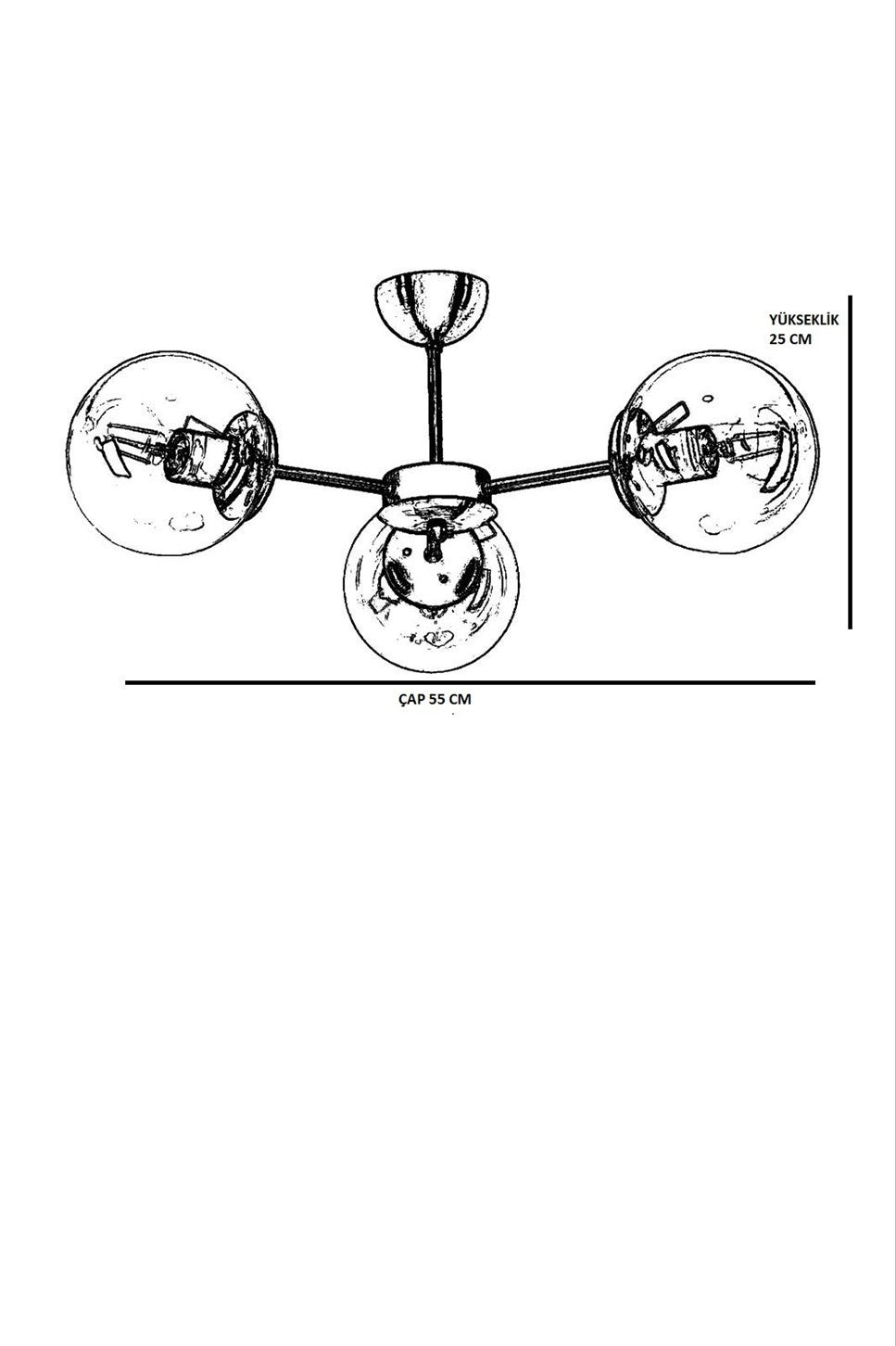 Lustre Venus 3 pièces en verre fumé