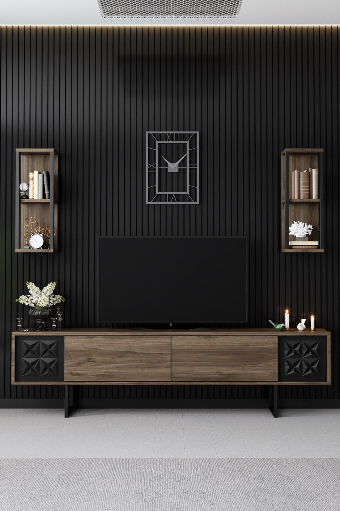 Ensemble de meubles de salon Black Line Set - Walnut, Black