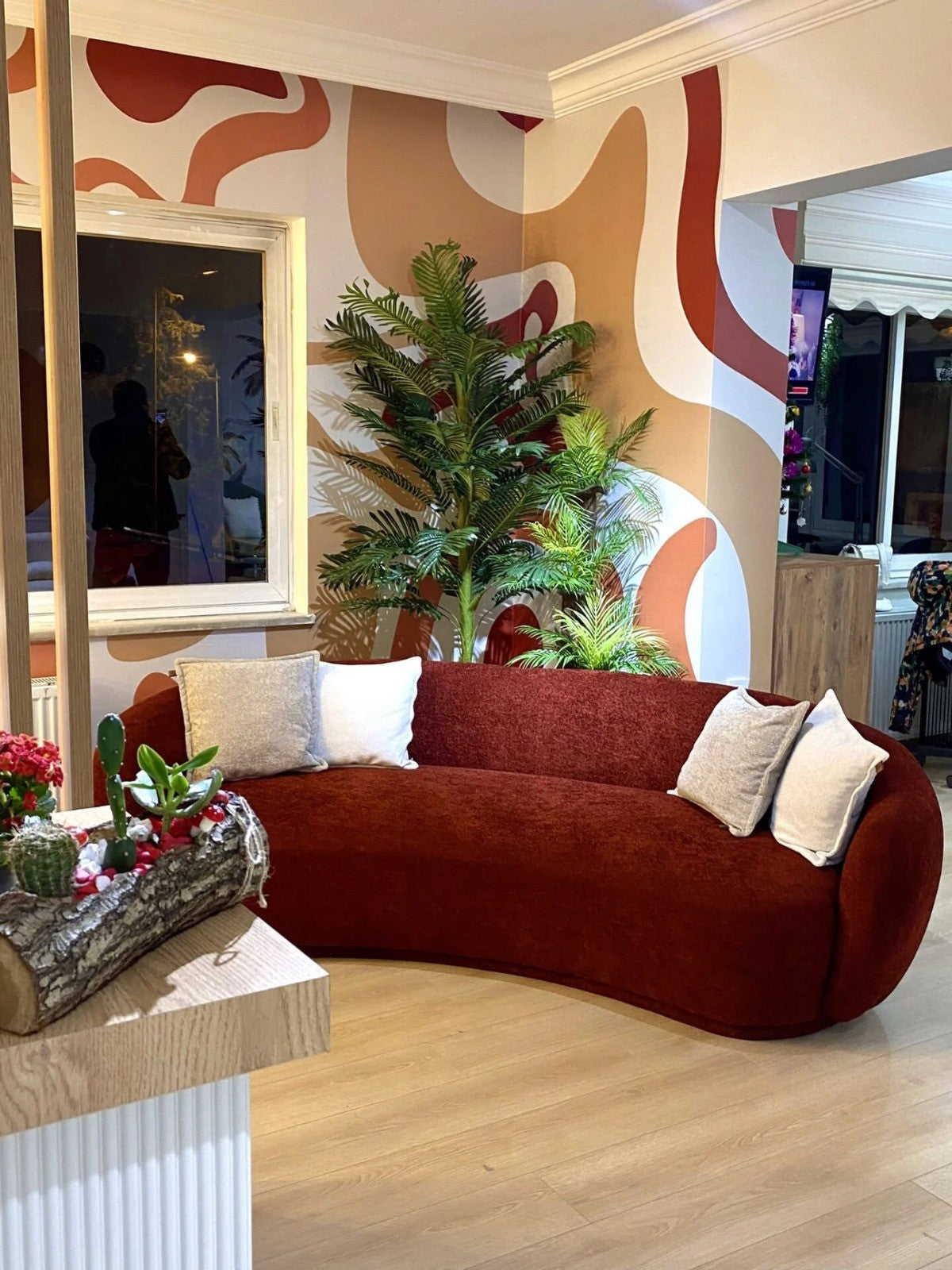 Canapé design 3 places Oliver Tissu bouclette