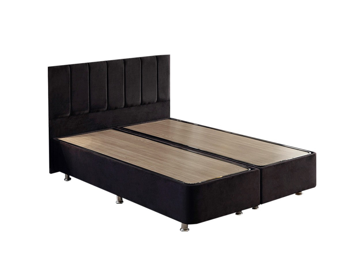 Base de lit double et tête de lit Ela Double - Black (180 x 200)