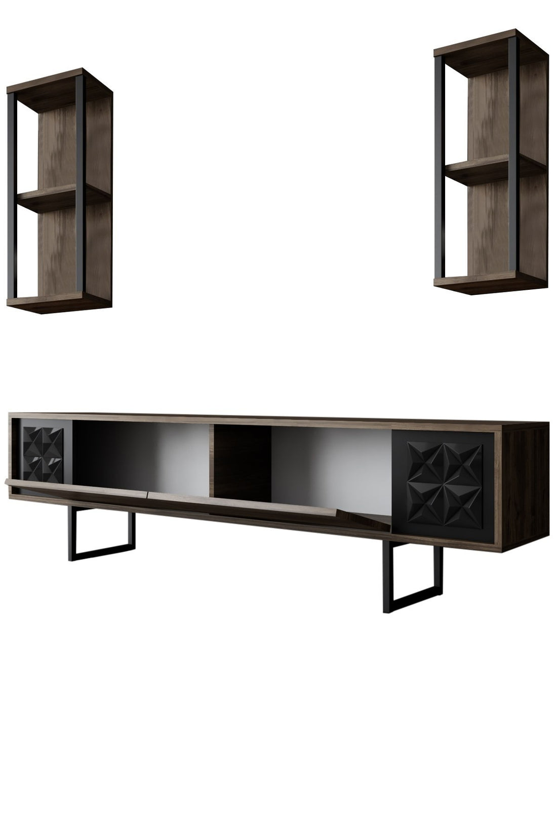 Ensemble de meubles de salon Black Line Set - Walnut, Black