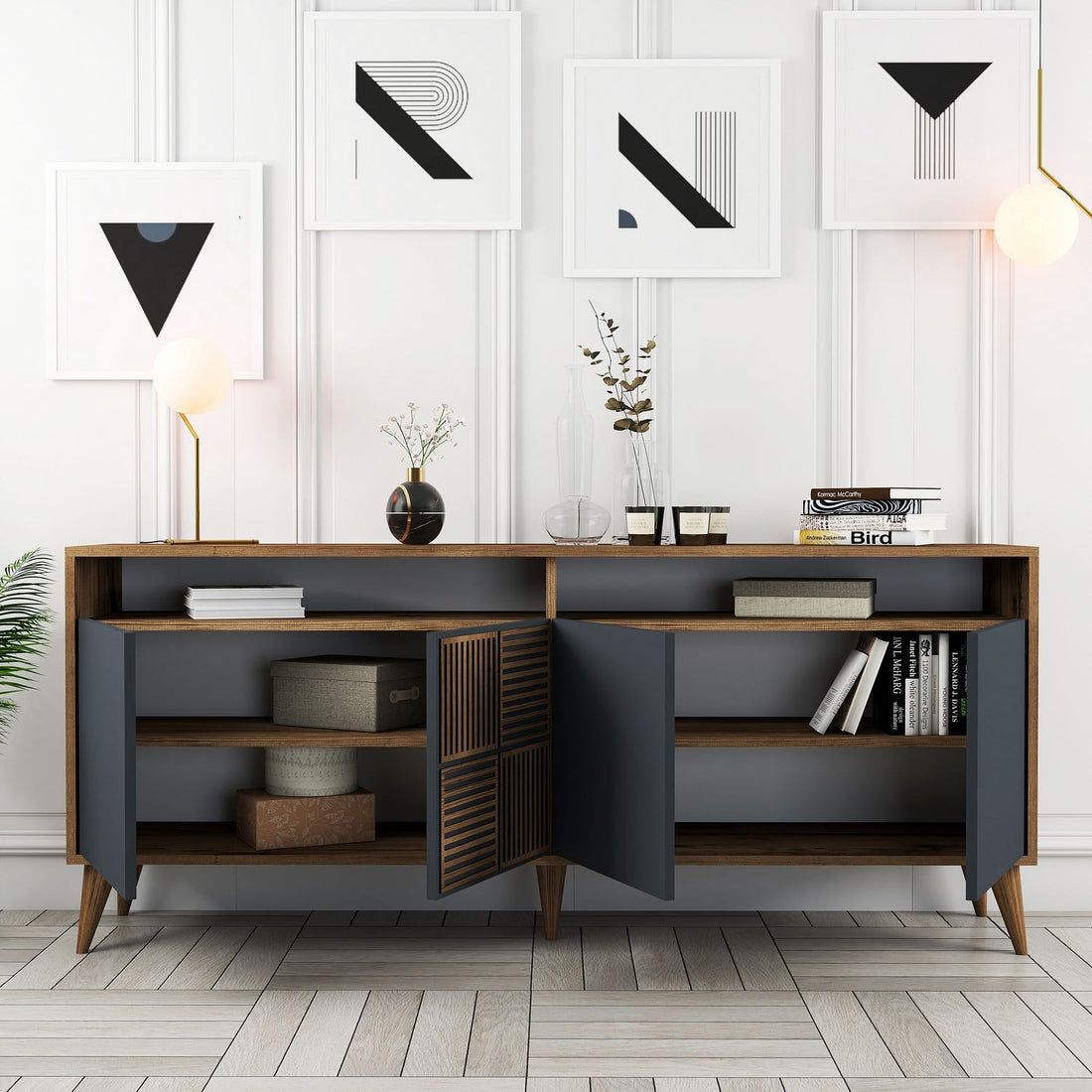 Console Milan - Walnut, Anthracite
