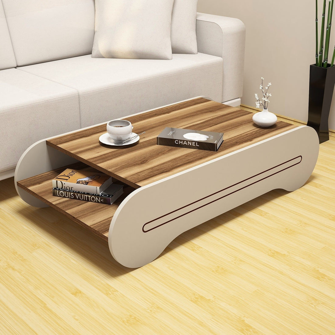 Table basse Cool - Walnut, Cream