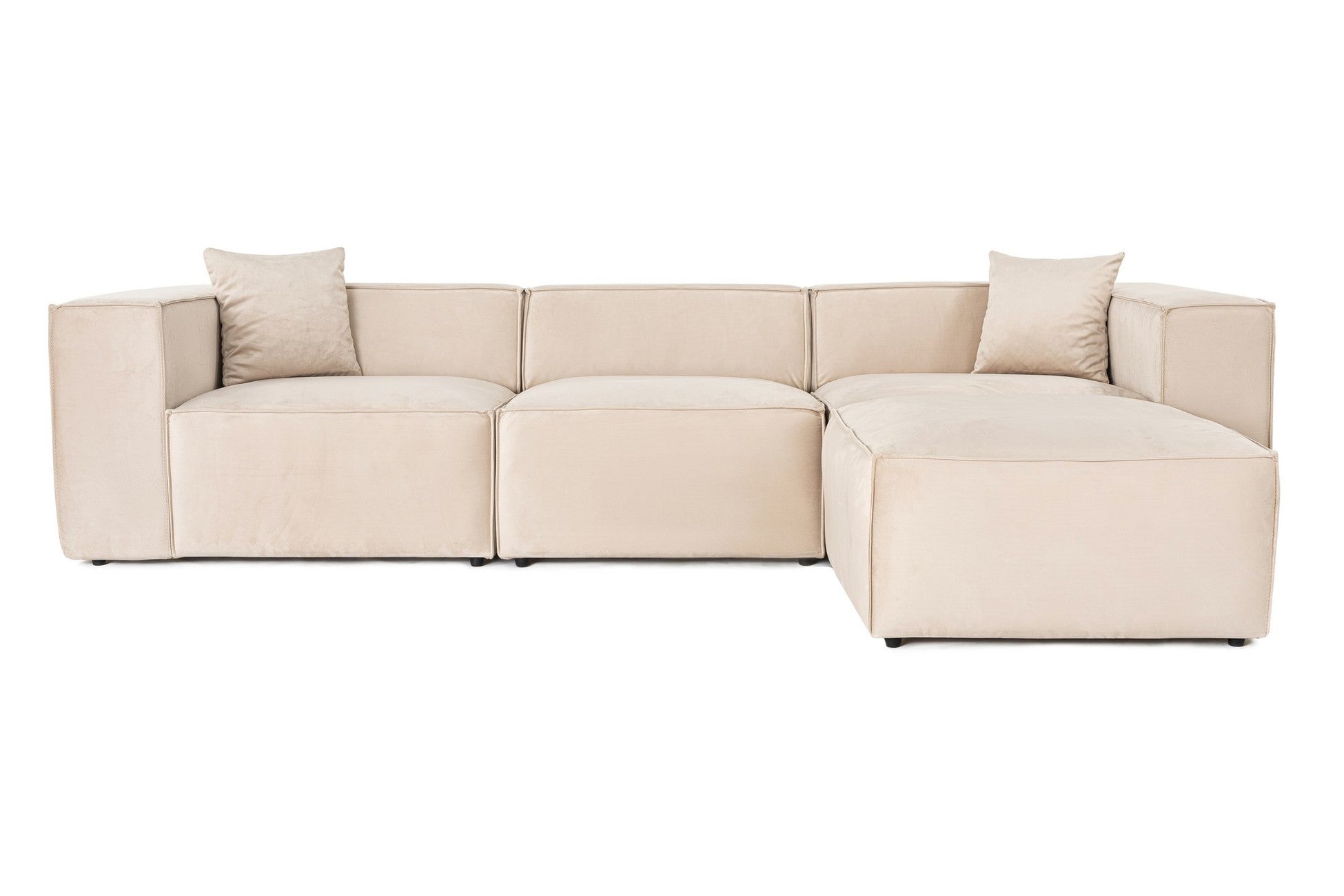 Canapé 3 places avec pouf et 2 coussins Siges Velours Blanc crème