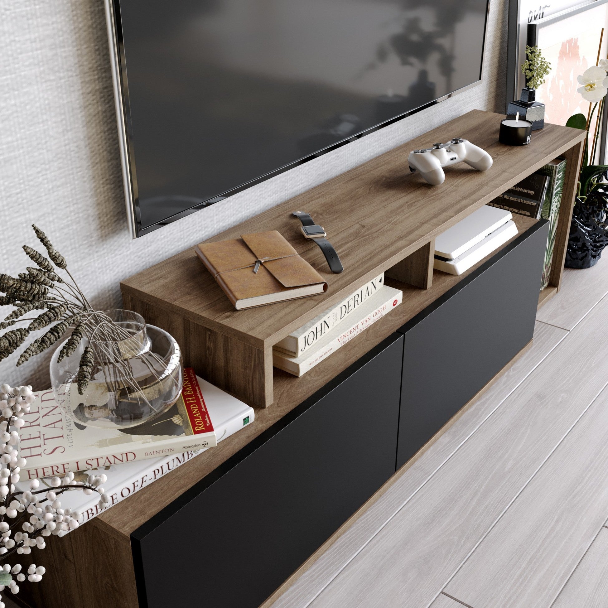 Meuble TV Nexera - Walnut, Black