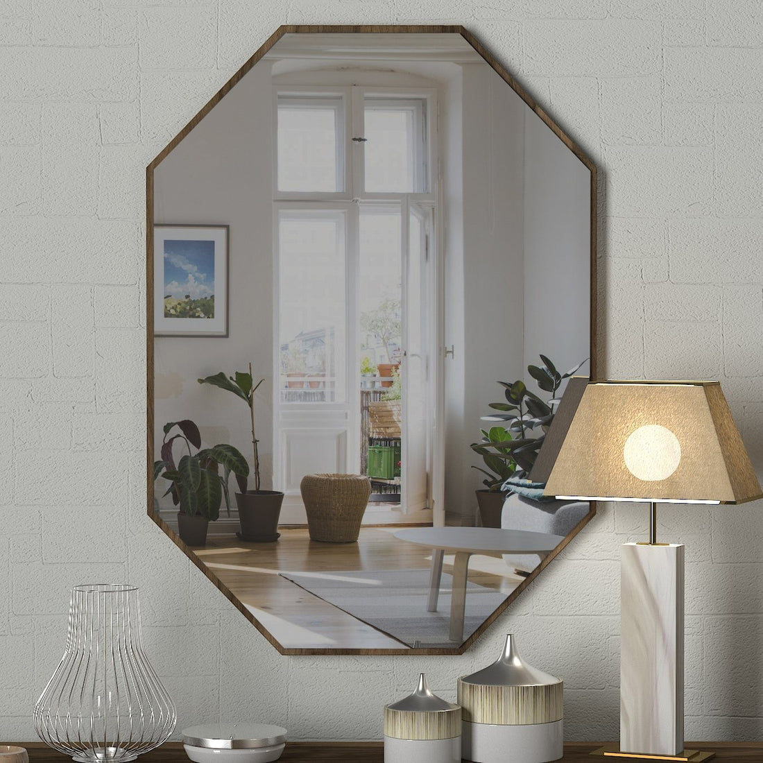 Miroir décoratif en aggloméré Lost - Walnut