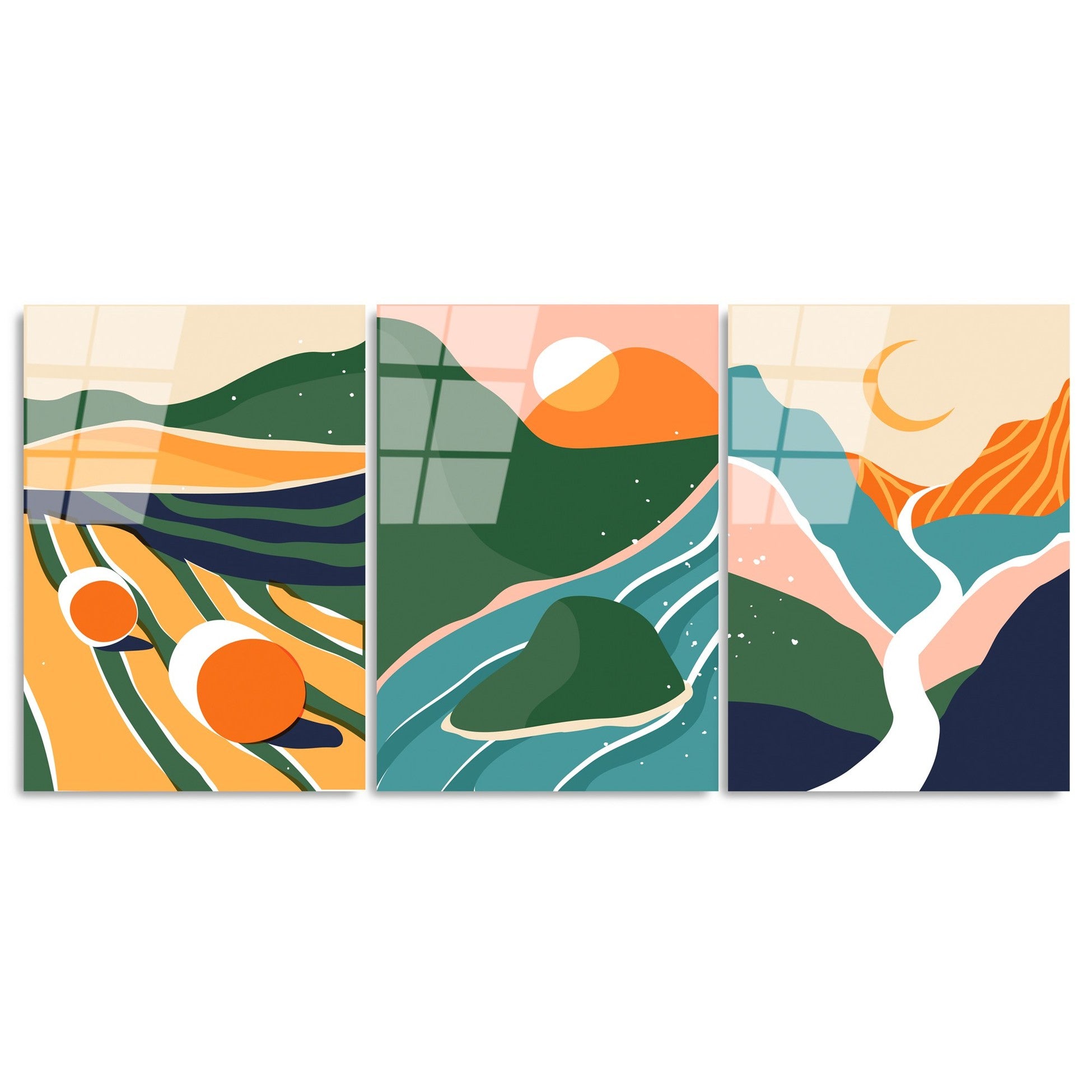 Peinture en verre trempé décorative (3 pièces) UV-946 - 45 x 65