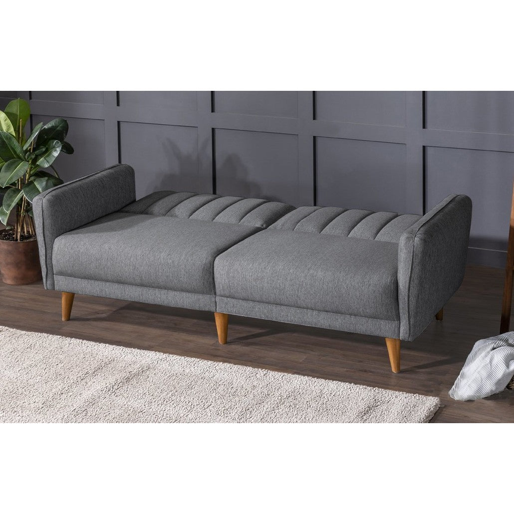 Ensemble canapé convertible 2 places et fauteuil Ikaria Tissu Anthracite