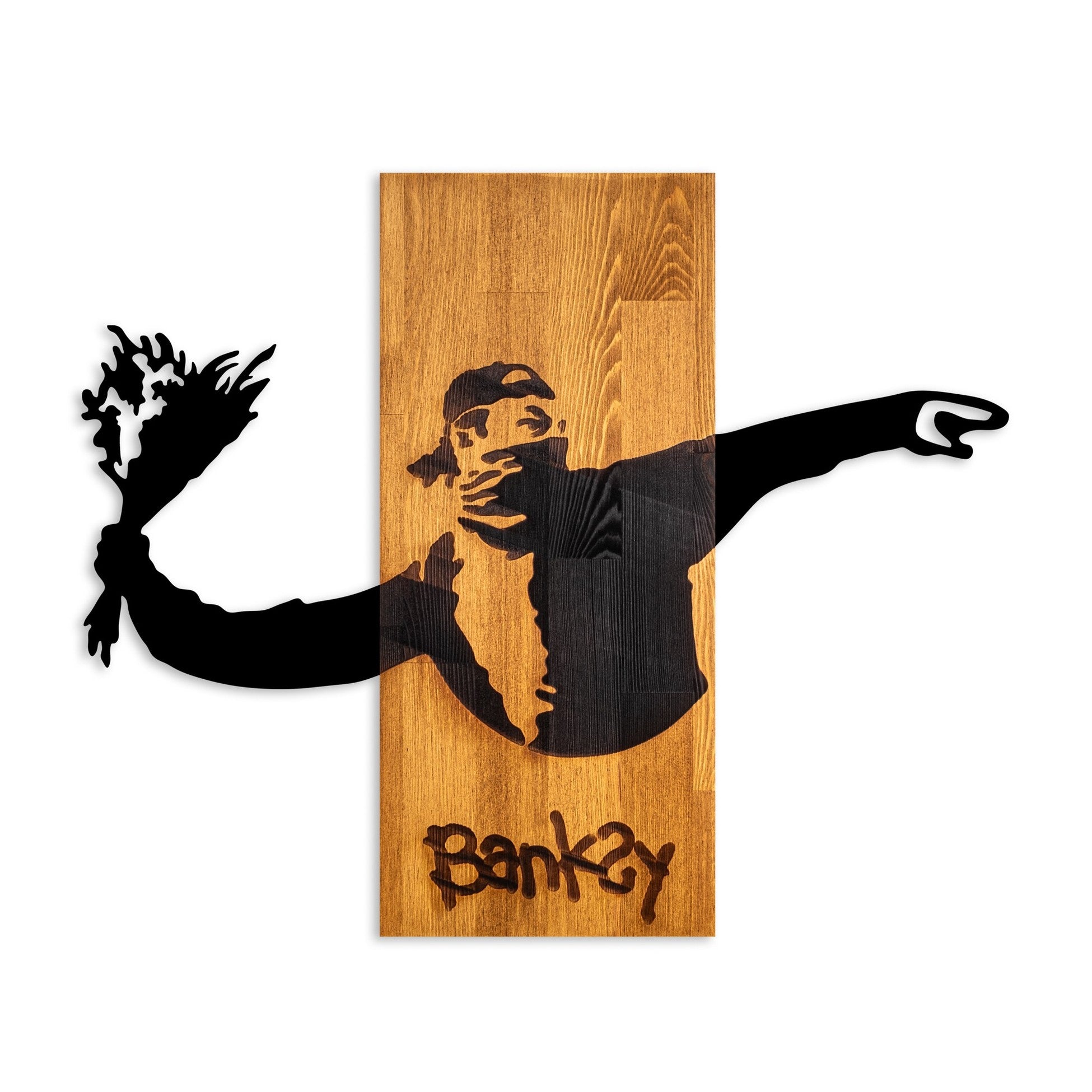 Accessoire mural en bois décoratif Banksy - Flower Thrower
