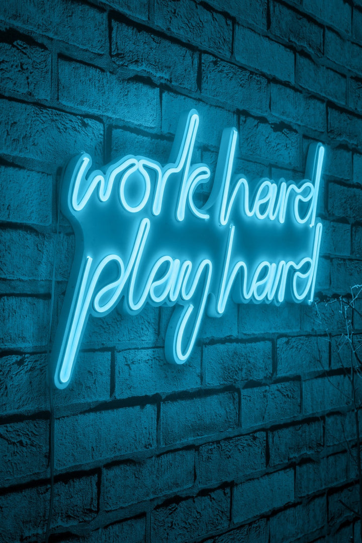 Éclairage LED en plastique décoratif Work Hard Play Hard - Blue