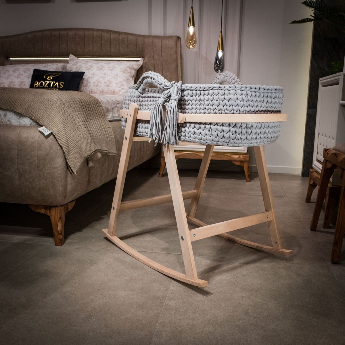 Couffin Bébé Avec Support Bois & Matelas