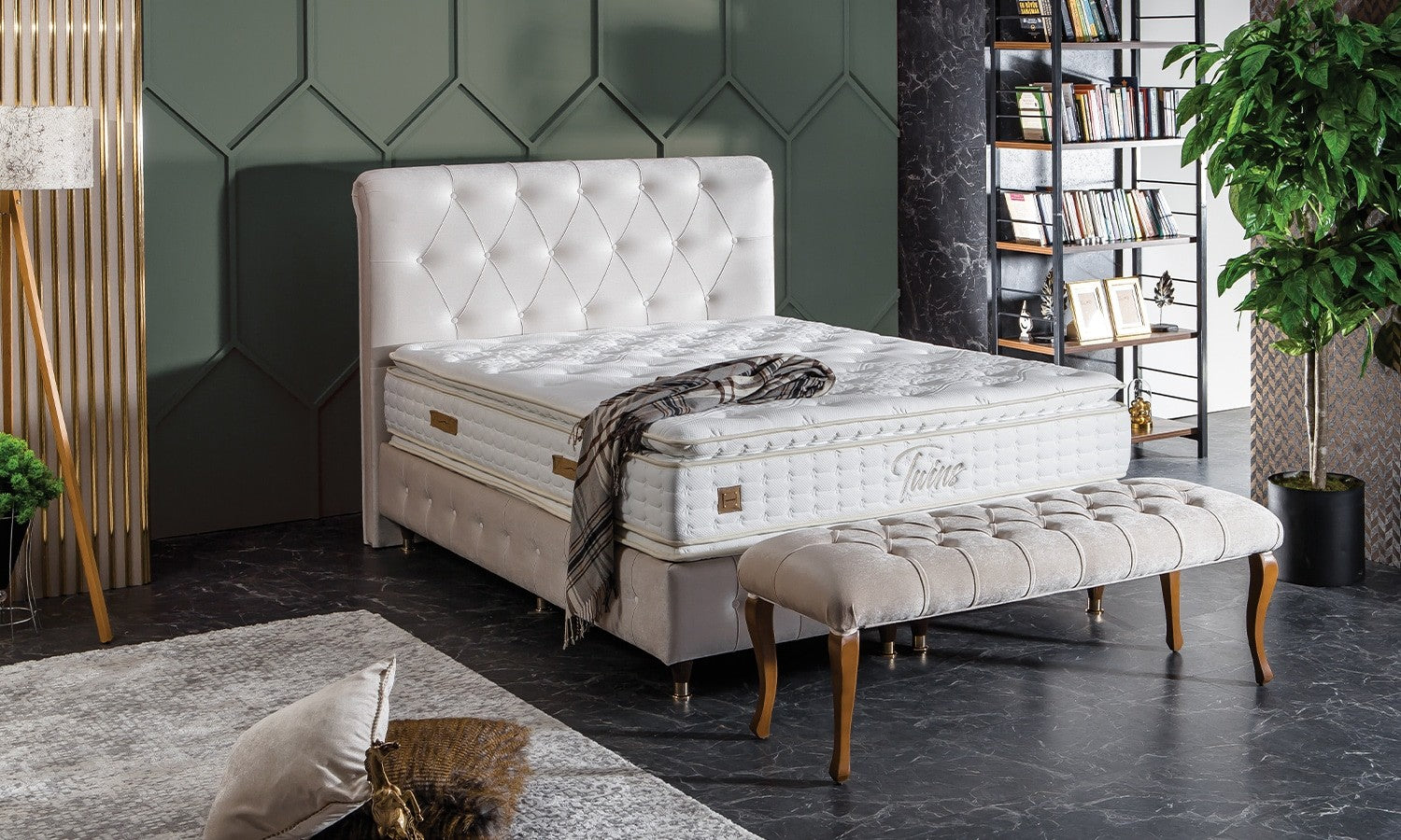 Twins Lit+Matelas+Tête de lit 160x200 cm