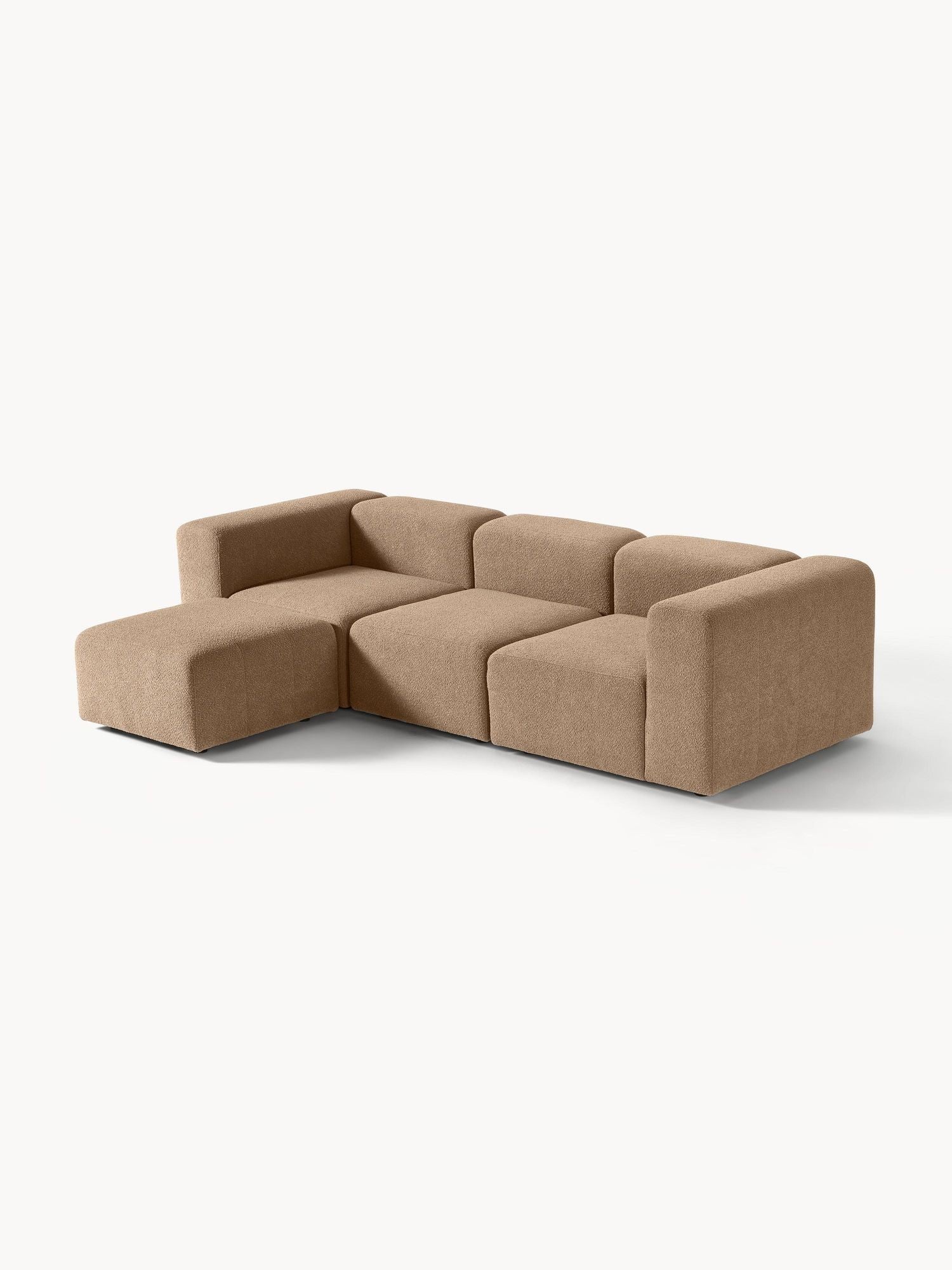 Canapé modulable 4 places en tissu bouclé avec pouf Pietro