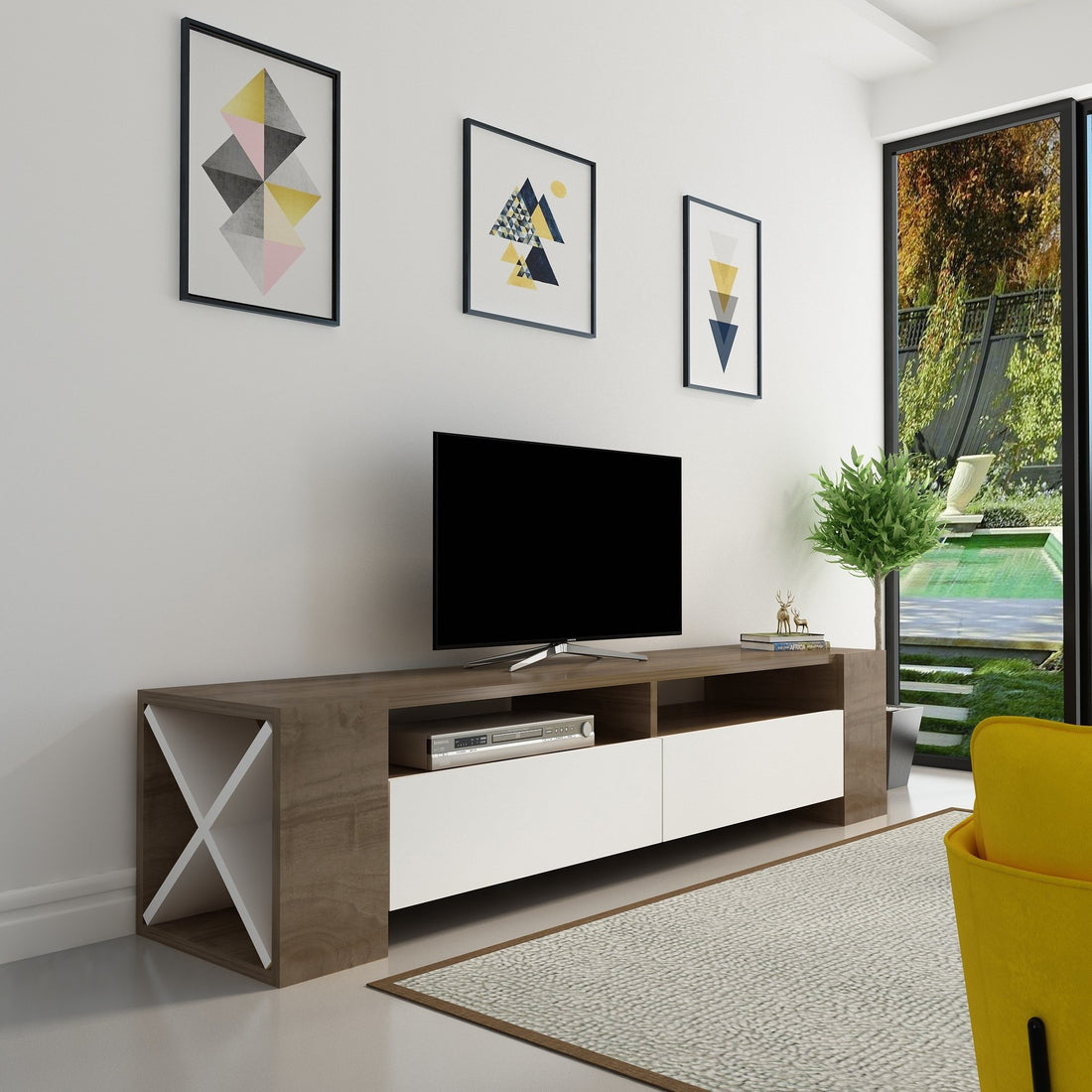 Meuble TV Sosruko - Walnut, White