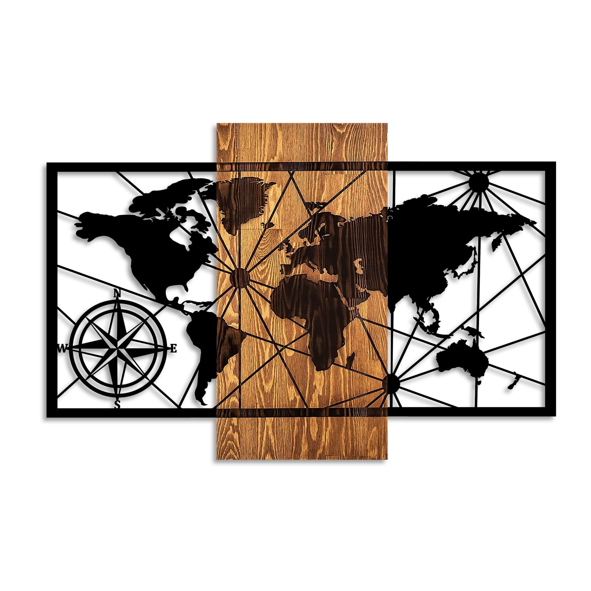 Accessoire mural en bois décoratif World Map 3-M