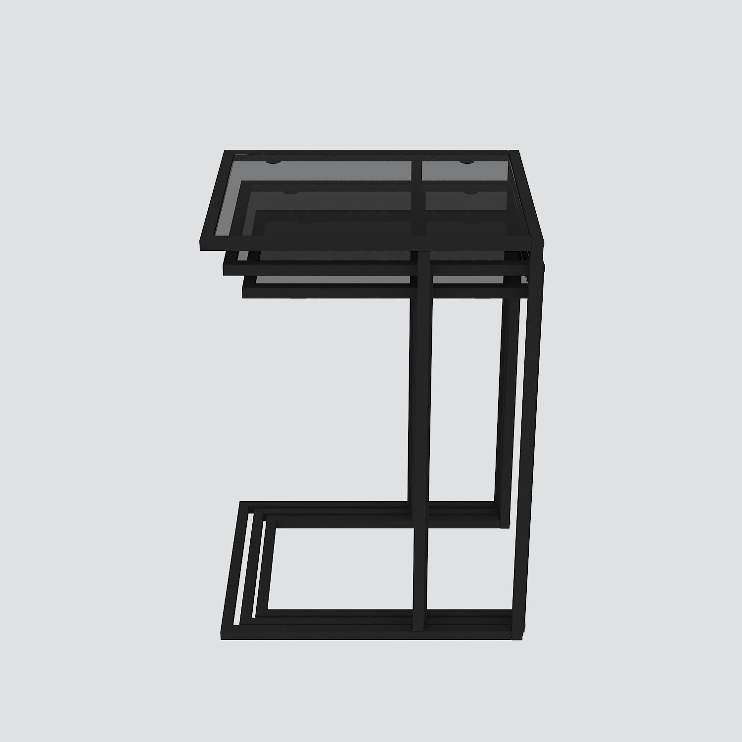 Table de nidification (3 pièces) İbiza - Black, Smoked Glass