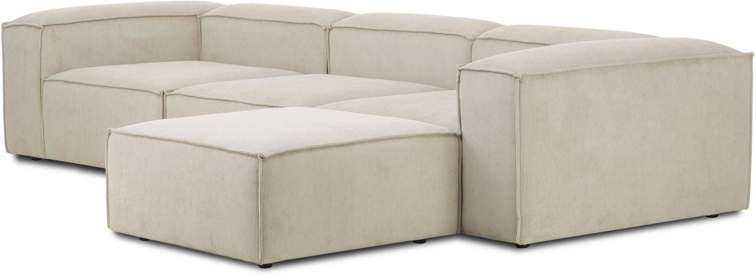 Canapé modulable 4 places en velours côtelé avec pouf Frida