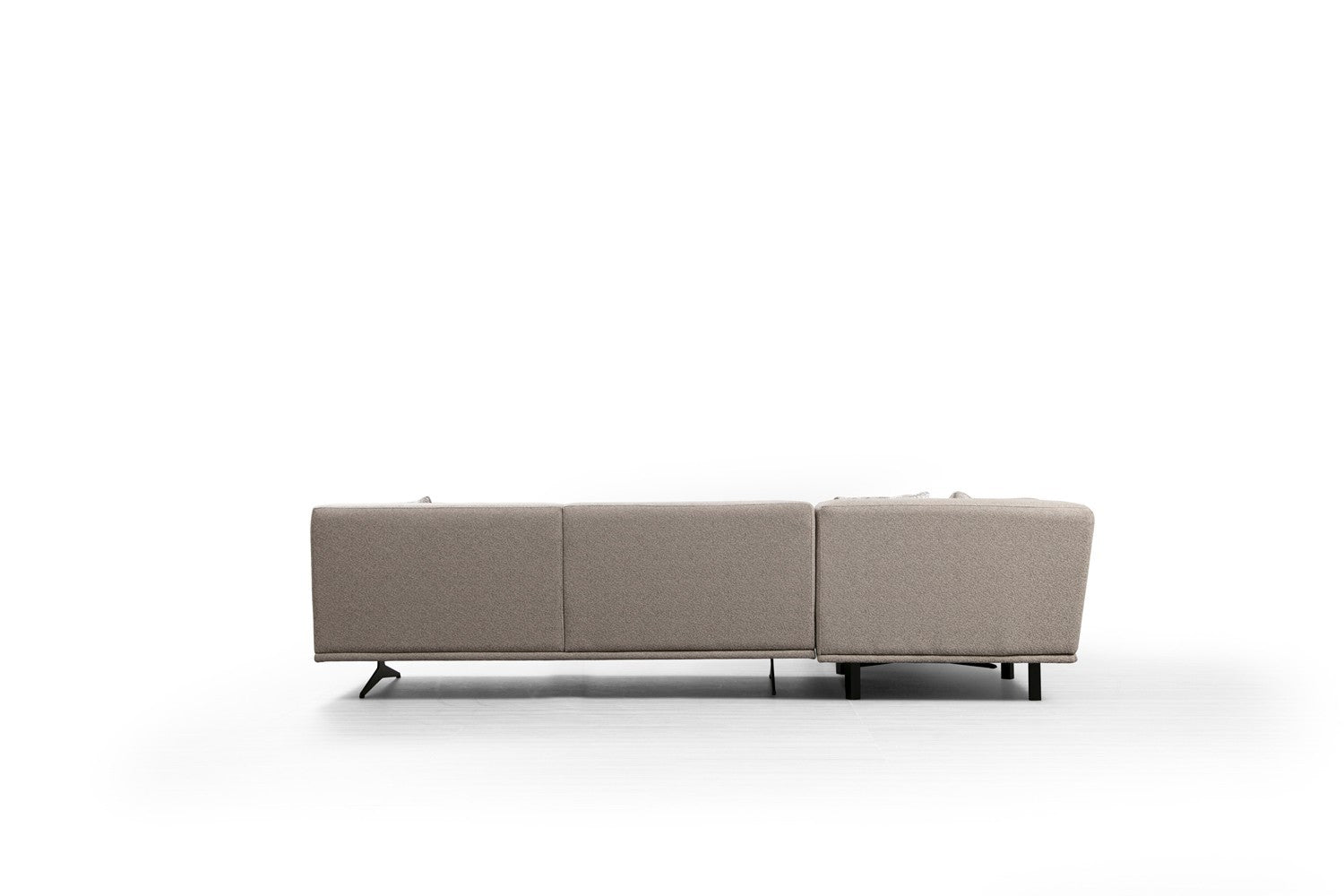 Canapé d'angle à gauche avec pouf et 3 coussins Ravina Tissu Beige