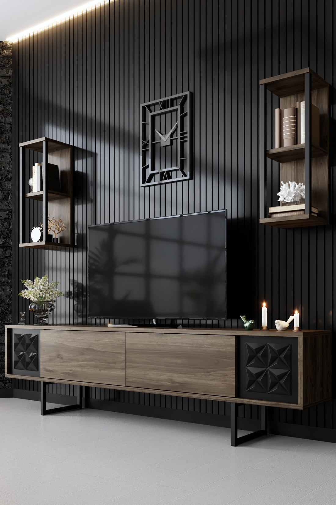 Unité de télévision Black Line - Walnut, Black