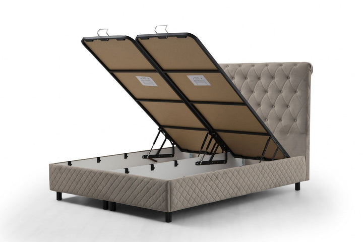 Base de lit double et tête de lit Sonata 150 x 200 - Beige