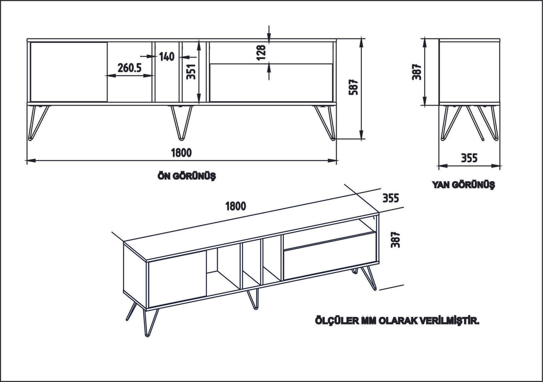 Meuble TV Mistico (180) - Walnut, White