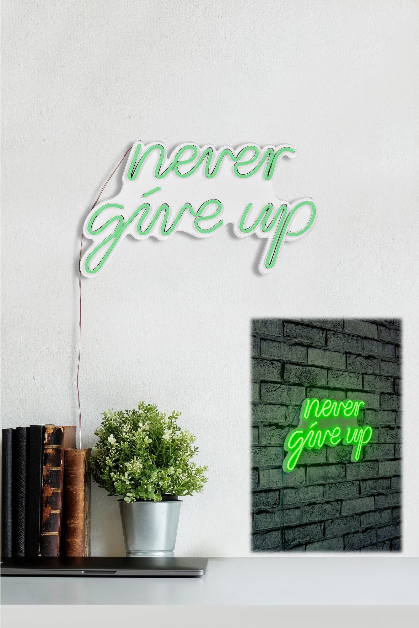 Éclairage LED en plastique décoratif Never Give Up - Green