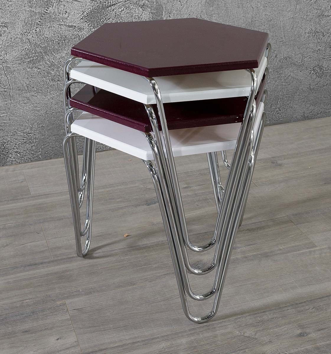 Piramit Table Gigognes Bordeaux Blanc