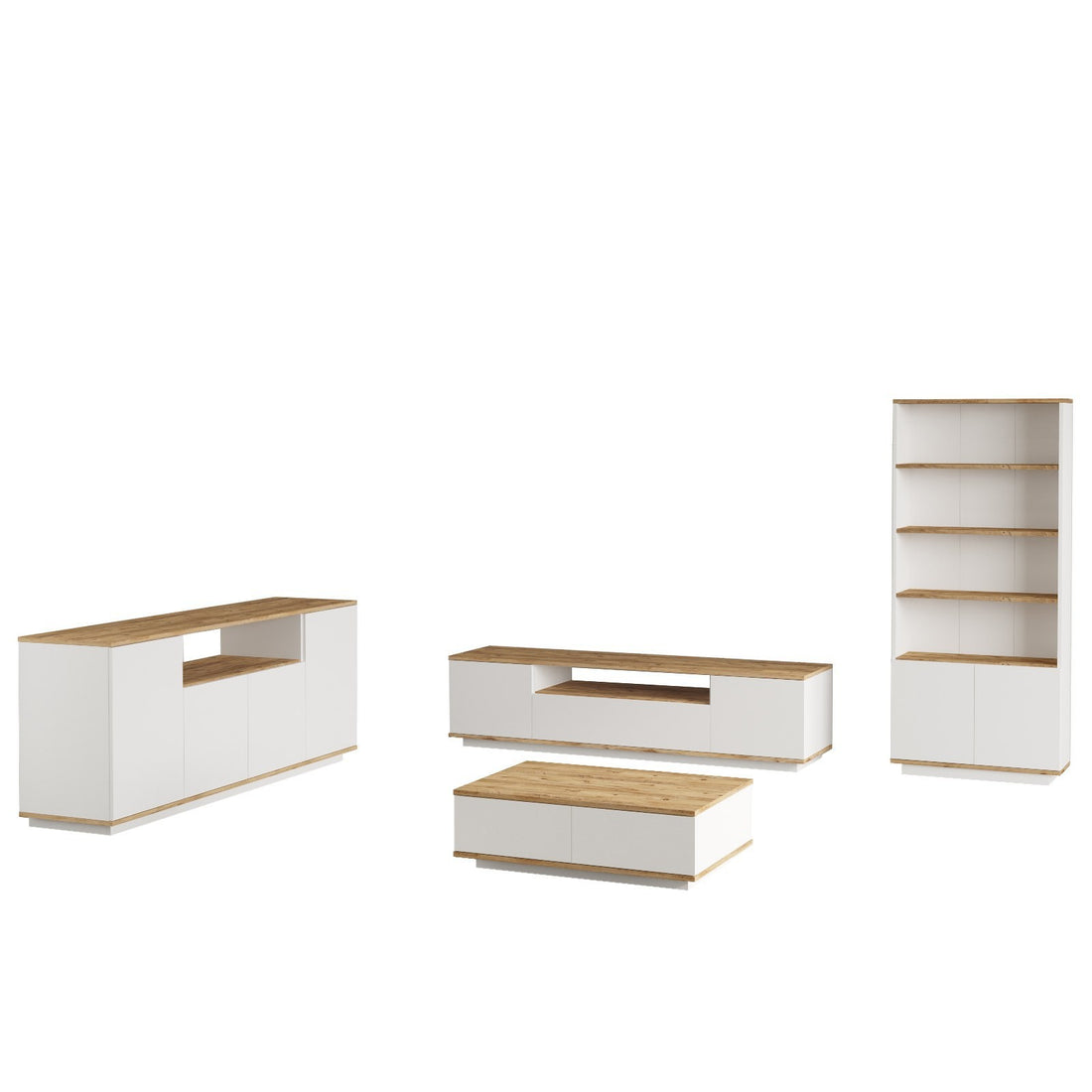 Ensemble de meubles de salon Dani Bois clair et Blanc